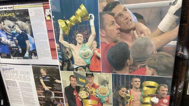 Images of Callum Smith's successes adorn the walls of Joe Gallagher's gym