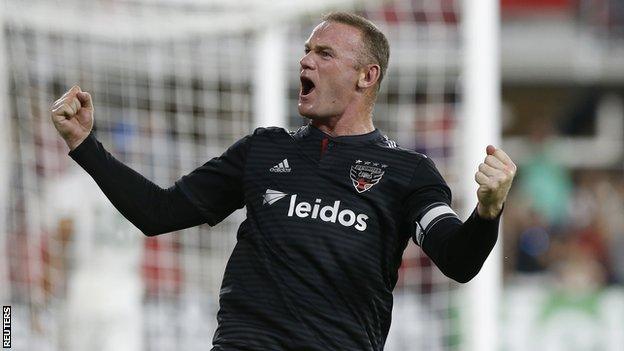 Wayne Rooney celebrates a goal for DC United