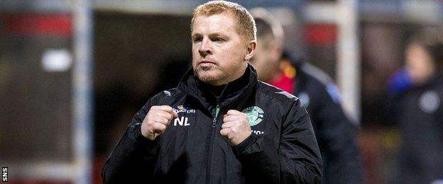 Hibernian head coach Neil Lennon celebrates their win over Partick Thistle