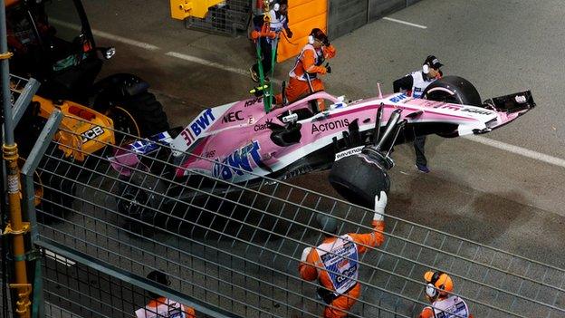 Esteban Ocon's car is recovered