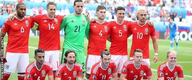 The Wales team that started against Slovakia