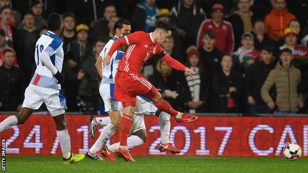 Tom Lawrence scores