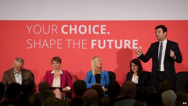 Labour leadership candidates, Jeremy Corbyn (left), Yvette Cooper, Liz Kendall and Andy Burnham