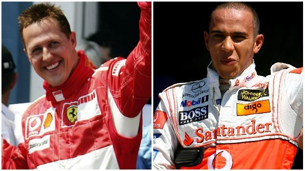 Michael Schumacher and Lewis Hamilton