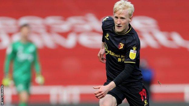 Watford midfielder Will Hughes in action