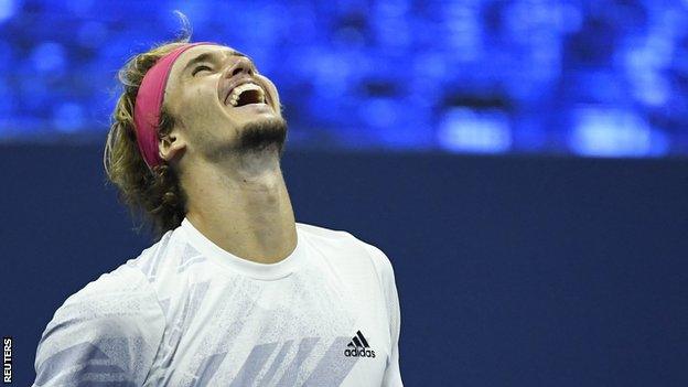 Alexander Zverev celebrates winning his US Open semi-final