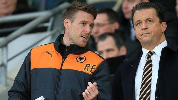 Rob Edwards was twice employed by former Wolves chief executive Jez Moxey (right), first as a player, then on the coaching side