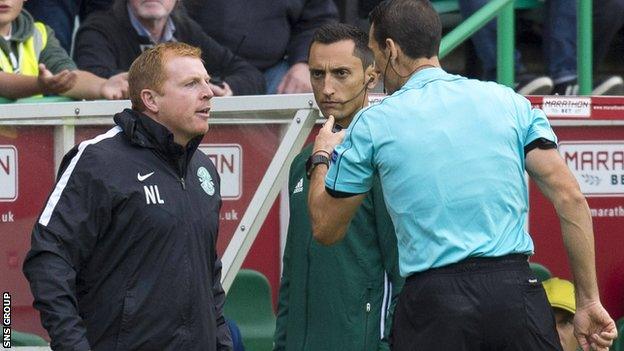 Neil Lennon was sent off by Spanish referee Martinez Munuera