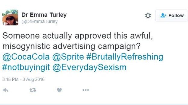 Tweet by Emma Turley: "Somebody actually approved this awful, misogynistic advertising campaign? @CocaCola @Sprite #BrutallyRefreshing #notbuyingit @everyday sexism