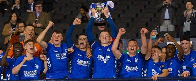 Rangers celebrate with the Scottish Youth Cup