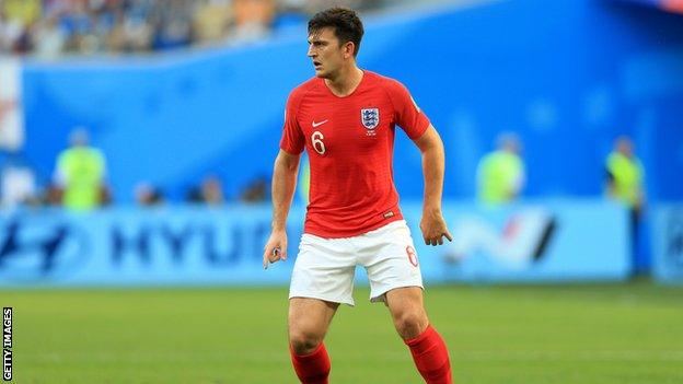 Harry Maguire in action for England during this summer's World Cup in Russia