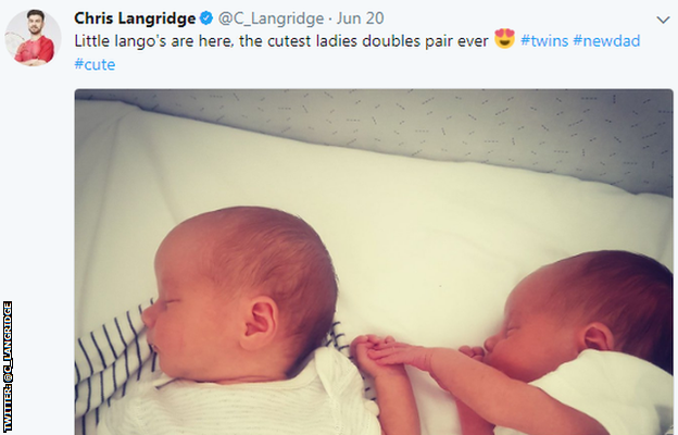 Chris Langridge tweets about the arrival of his twin girls