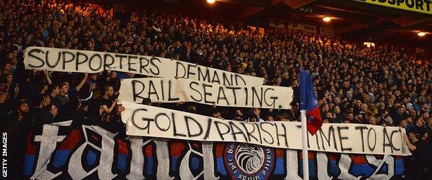 Crystal Palace fans show support for safe standing areas