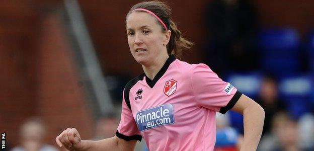 Casey Stoney in action for Lincoln Ladies