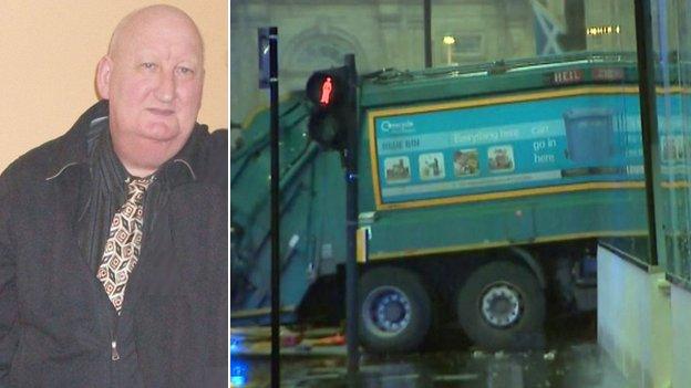 Harry Clarke and crashed bin lorry