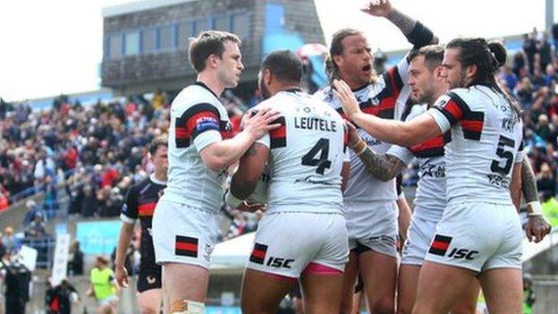 Toronto Wolfpack celebrate tries