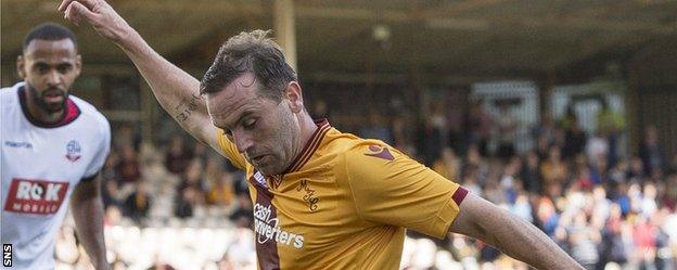 James McFadden in action for Motherwell against Bolton Wanderers