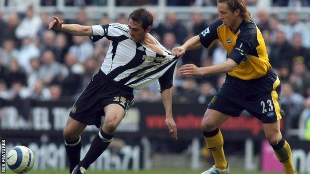 Michael Chopra in action for Newcastle against Wigan in the Premier League in 2006