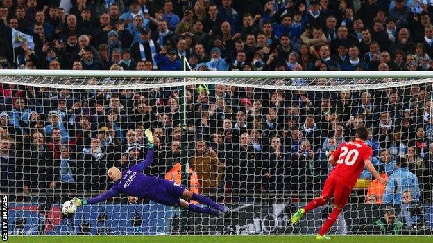 Caballero saves Lallana's penalty