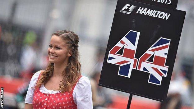 A grid girl at the Austrian Grand Prix