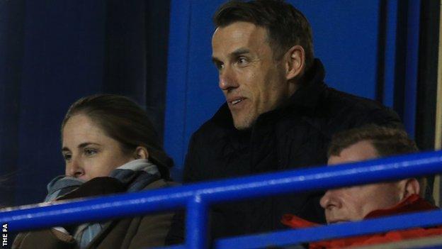 New England women's boss Phil Neville watches Liverpool and Bristol City in the WSL