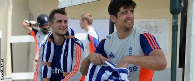 Alex Hales, left, could open with Alastair Cook against South Africa in the first Test on Boxing Day