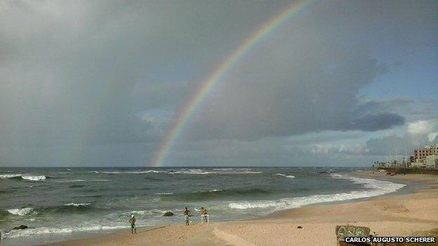 Rainbow over a beach