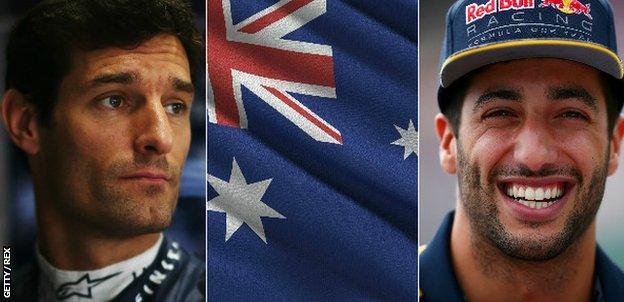 Mark Webber, Australia flag, Daniel Ricciardo