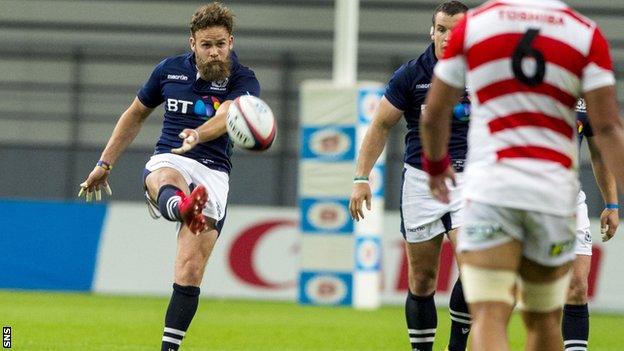 Ruaridh Jackson in action for Scotland against Japan