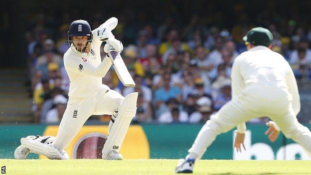 England's James Vince drives in Brisbane