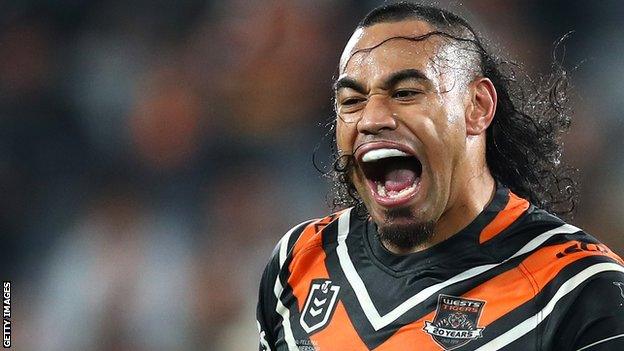 Mahe Fonua in action for Wests Tigers