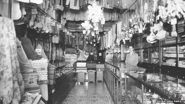 An undated photo of a relative of Art Shibayama in his shop in Peru