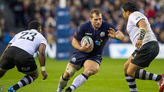 Fraser Brown in action for Scotland against Fiji