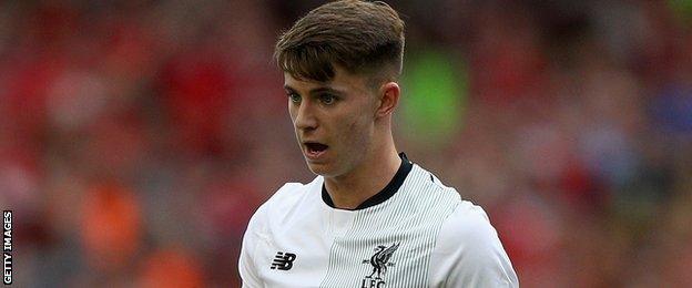 Ben Woodburn in action for Liverpool