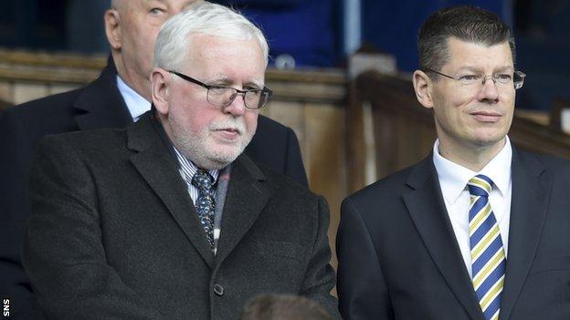 Ralph Topping (left), chairman of the Scottish Professional Football League, and the organisation's chief executive, Neil Doncaster