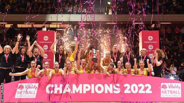 Manchester Thunder celebrate winning Superleague title