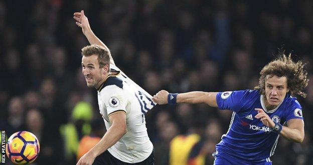 Tottenham striker Harry Kane and Chelsea defender David Luiz