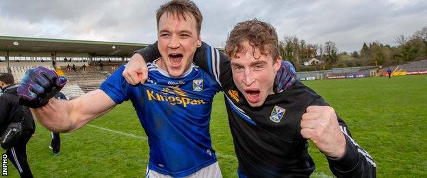 Gearoid McKiernan and Cormac O’Reilly celebrate Cavan's victory