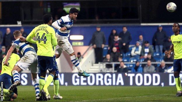 Massimo Luongo rises to head in QPR's equaliser against Derby