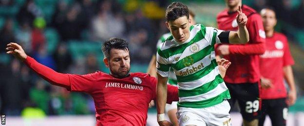 Michael Johnston (right) in action for Celtic agaisnt Brechin City in the Scottish Cup