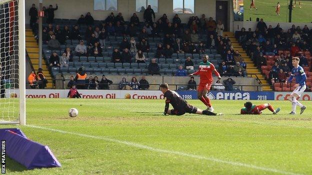 Conor Grant scores for Rochdale against Walsall