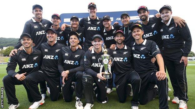 New Zealand with the ODI series trophy