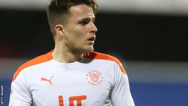 Oliver Sarkic in action for Blackpool