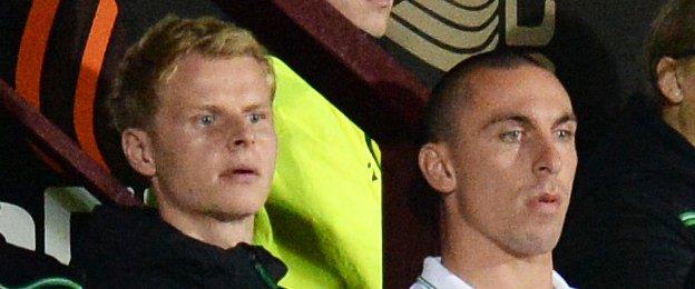 Celtic players Gary Mackay-Steven and Scott Brown