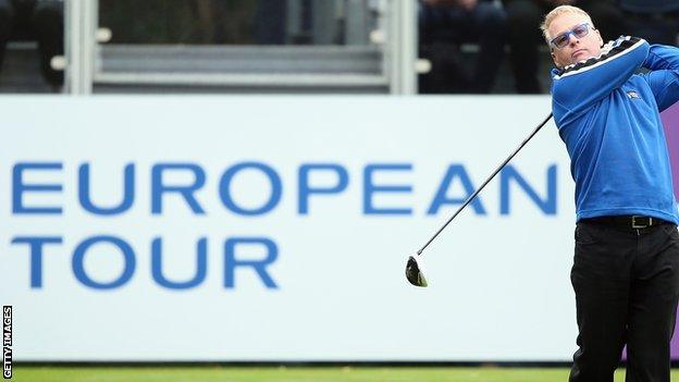 Keith Pelley, European Tour chief, hitting a golf shot