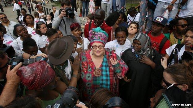 Camila Batmanghelidjh is surrounded by supporters