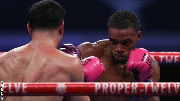 Errol Spence Jr lands a jab on Danny Garcia in their welterweight bout in Dallas, Texas