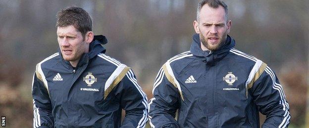 Michael McGovern and Alan Mannus at Northern Ireland training