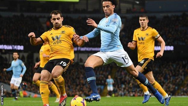 Wolves defender Jonny Castro Otto (left) in action against Manchester City