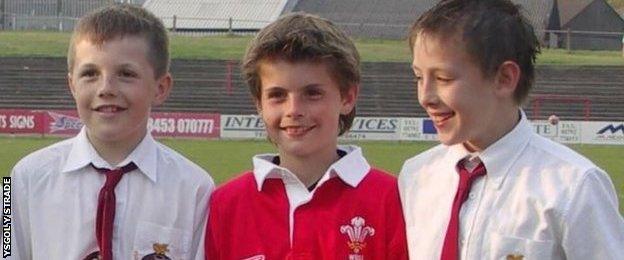 Steff Evans, Steffan Jones and Josh Adams during their time at Ysgol y Strade